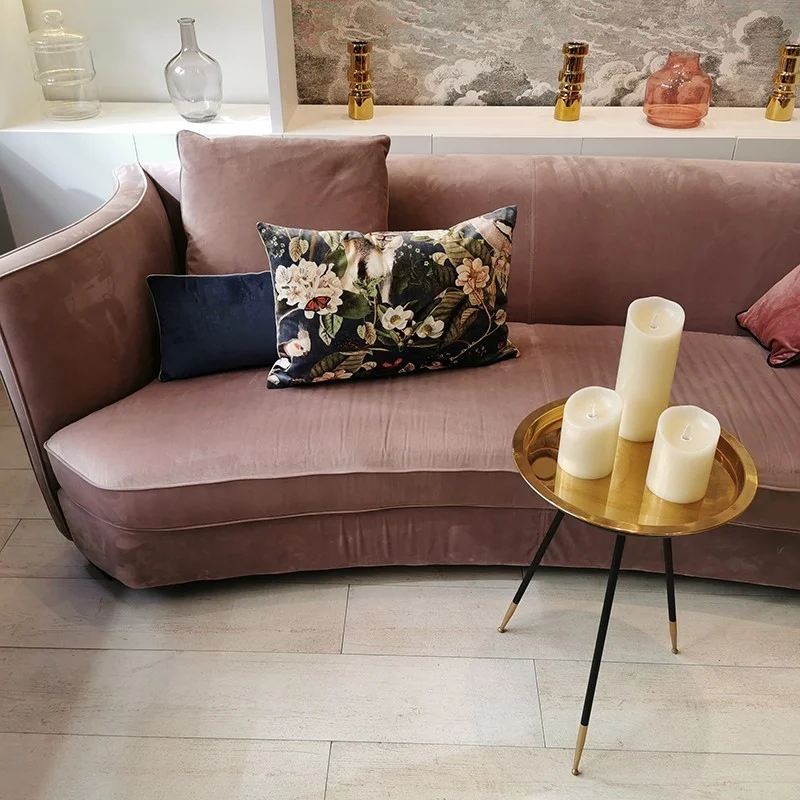 Coussin velours singe et perroquets