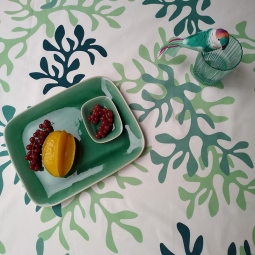 Wipe clean tablecloth Coral green
