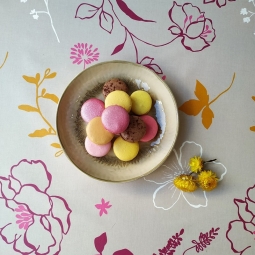 WIPE CLEAN TABLECLOTH CAMELLIA ORANGE Fleur de Soleil