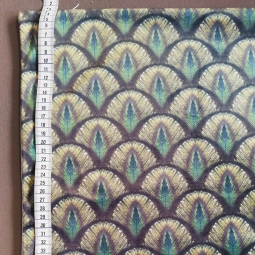 Tissus en velours plumes vertes