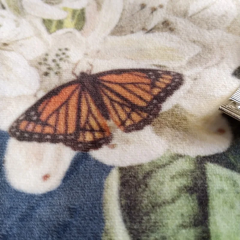 Tessuto in velluto blu di scimmia - Fleur de Soleil