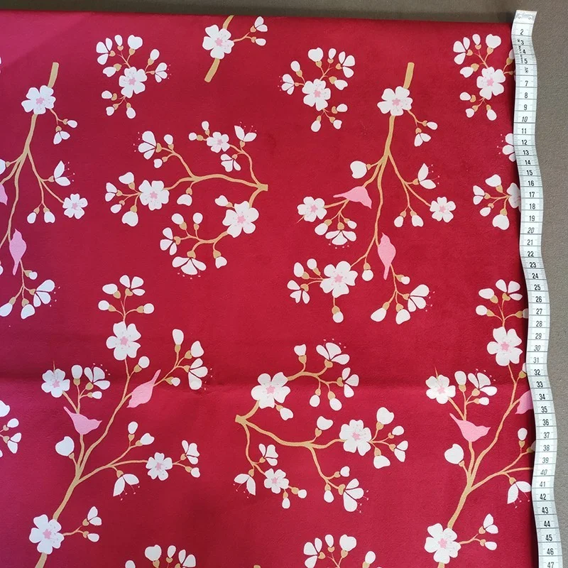 Tissus en velours cerisier rouge