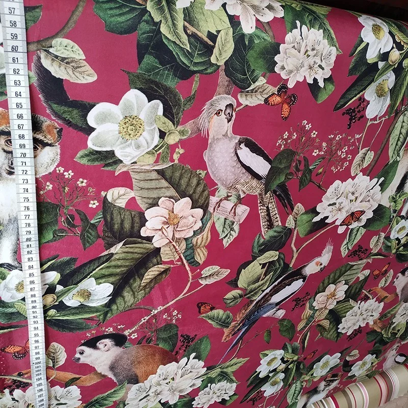 Tessuto in velluto rosso di scimmia - Fleur de Soleil