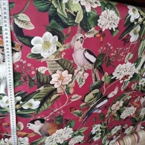 Navy blue parrot monkey velvet fabrics