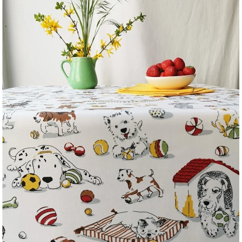 Wipe clean tablecloth Dogs round or oval