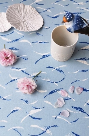 Wipe clean tablecloth Fish grey