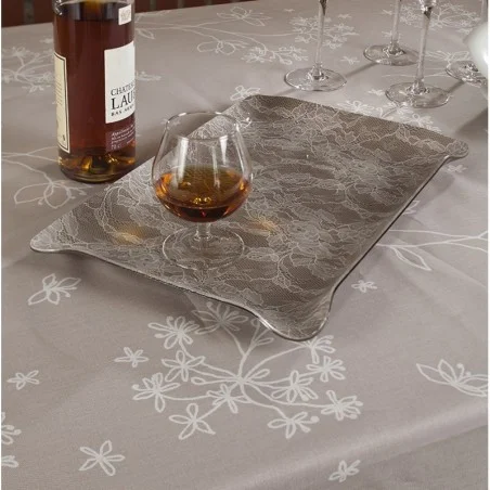 Wipeclean tablecloth beige flowers