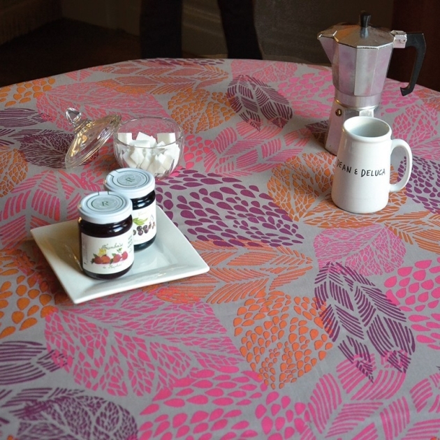 Tovaglia Antimacchia Fogli arancio/fucsia - Fleur de Soleil