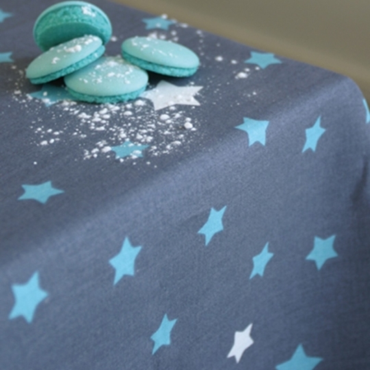 Chemin de table Etoile gris/turquoise