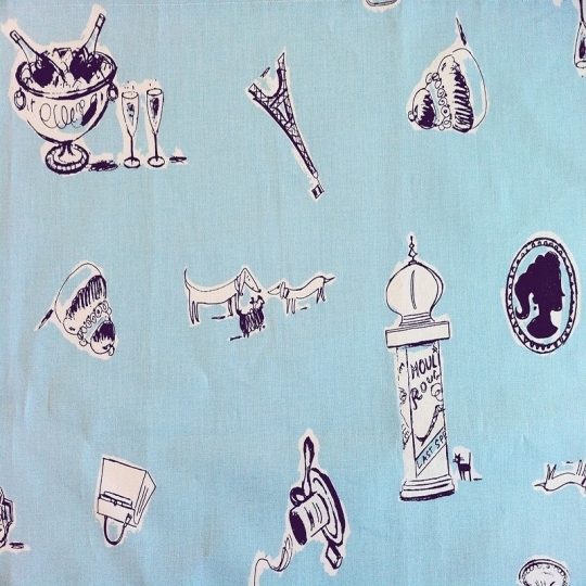  Tissu en coton enduit Paris bleu Fleur de Soleil