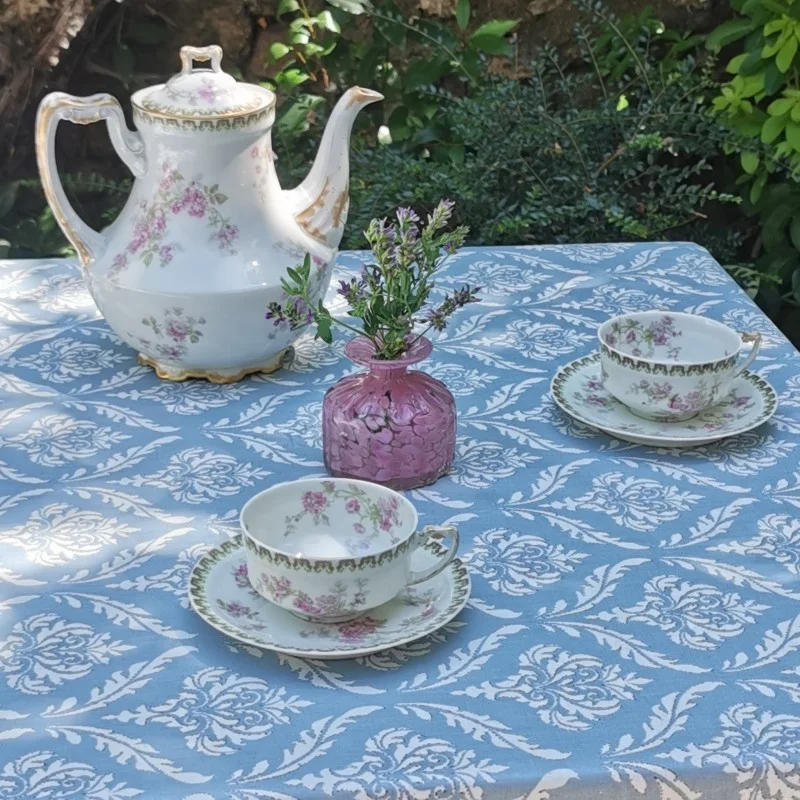 Nappe enduite pompadour bleue