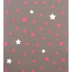 Cotton fabric Star grey/pink