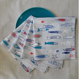 Servietten Fische Blau und Rot