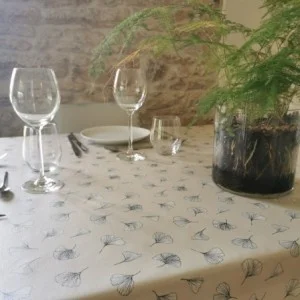 Tovaglia zen Antimacchia Ginkgo Sabbia - Fleur de Soleil