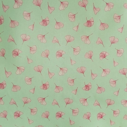 Tissu en coton enduit Ginkgo Pistache
