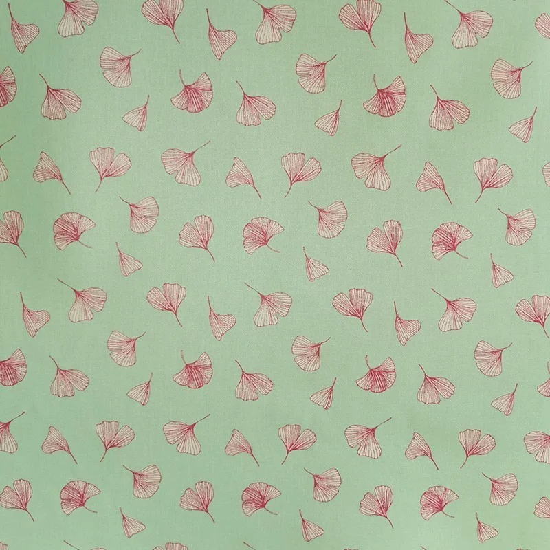 Tissu en coton enduit Ginkgo Pistache