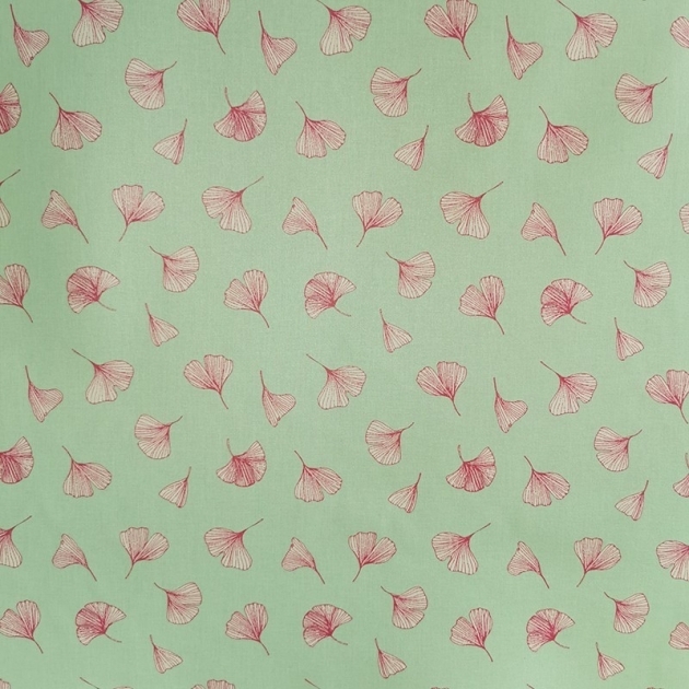 Tissu en coton enduit Ginkgo Pistache