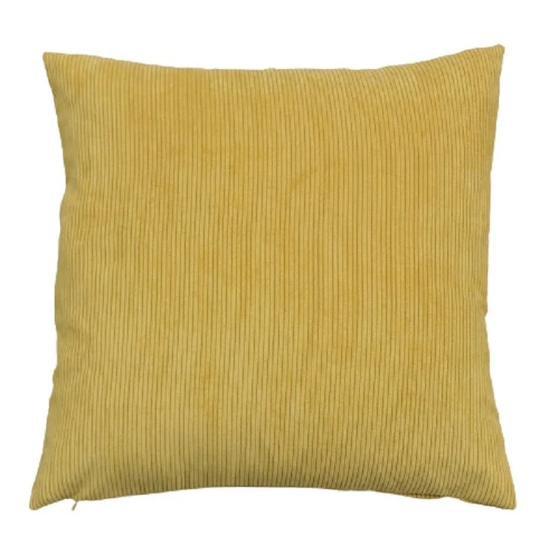 Coussin velours côtelé jaune curry