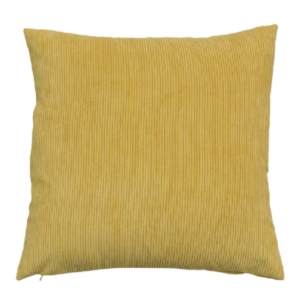 Coussin velours côtelé jaune curry