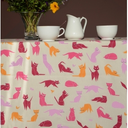 Tischdecke abwaschbar Katzen Rosa - Fleur de Soleil