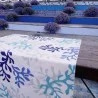  Tissu en coton enduit Corail bleu Fleur de Soleil