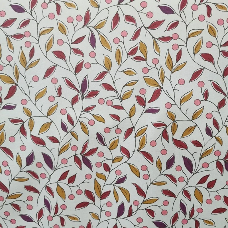 Tissu en coton enduit Tilleul prune  