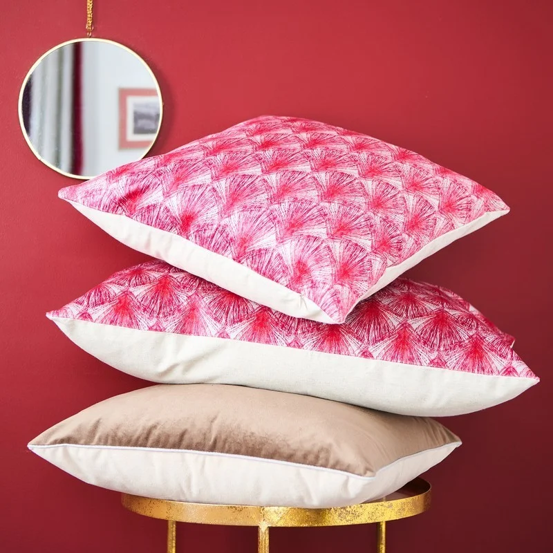 Coussin velours plumes rouge