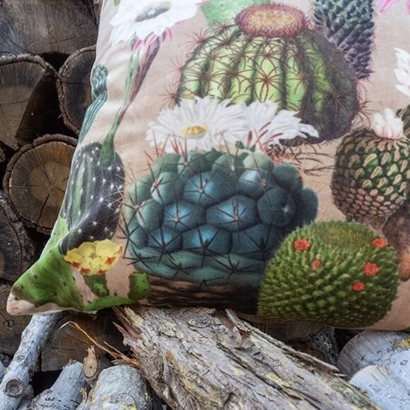 Coussin velours singe et perroquets