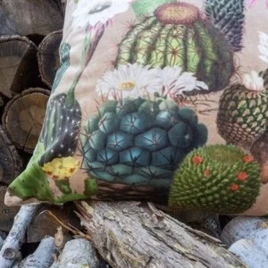 Coussin velours cactus