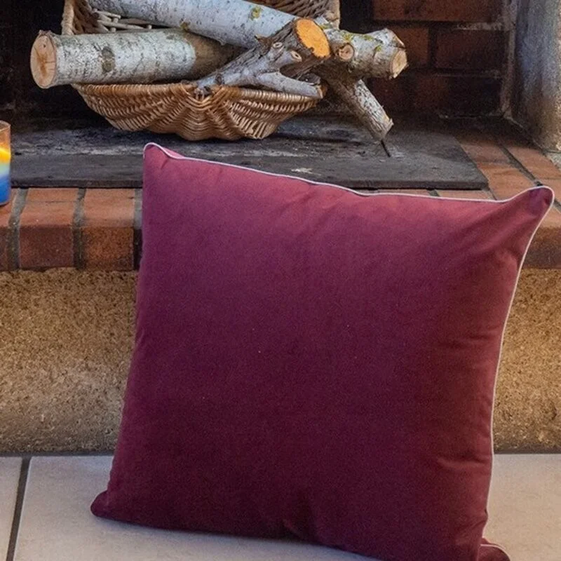 Coussin velours plumes vertes