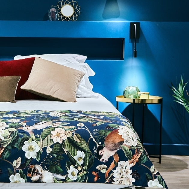 Plaid velours singe bleu