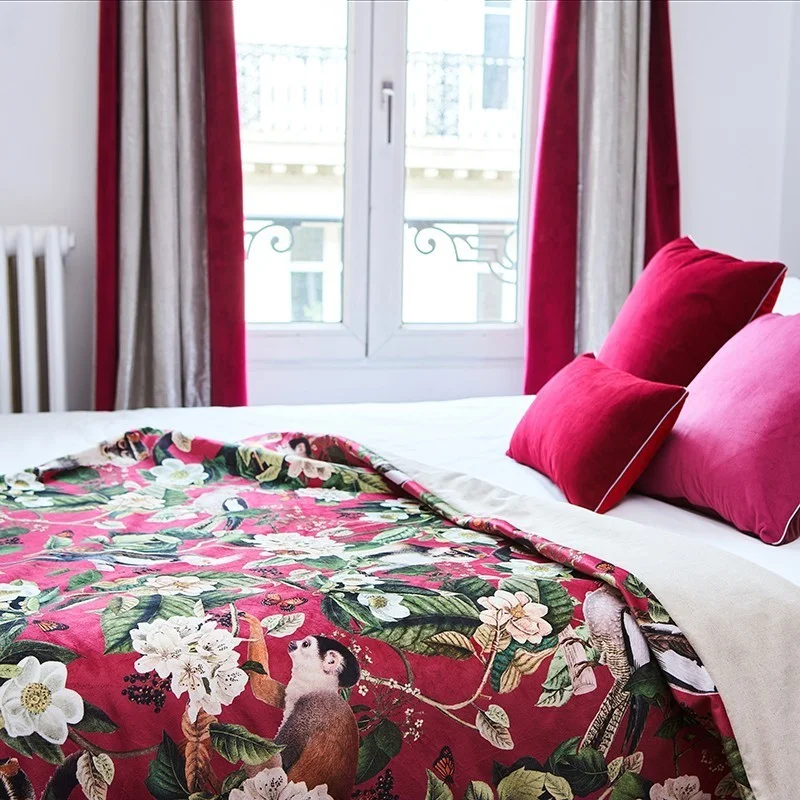 Plaid Velours Singe rouge