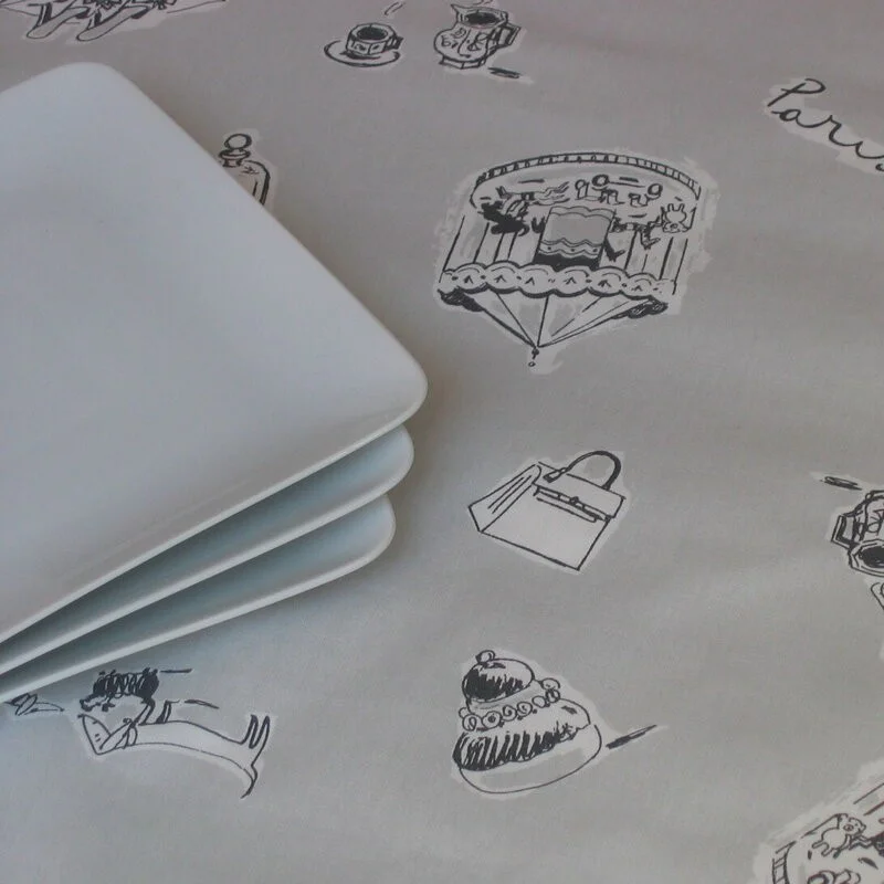 WIPE CLEAN TABLECLOTH PARIS GREY FLEUR DE SOLEIL