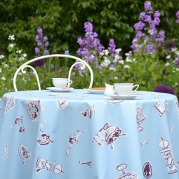 Nappe ronde Paris Bleu en toile enduite
