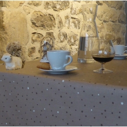 Tissu en coton Etoile taupe/taupe