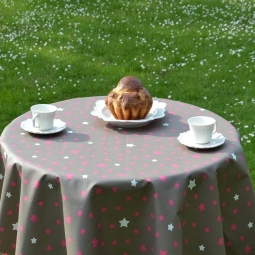 Nappe coton Etoiles taupe rose