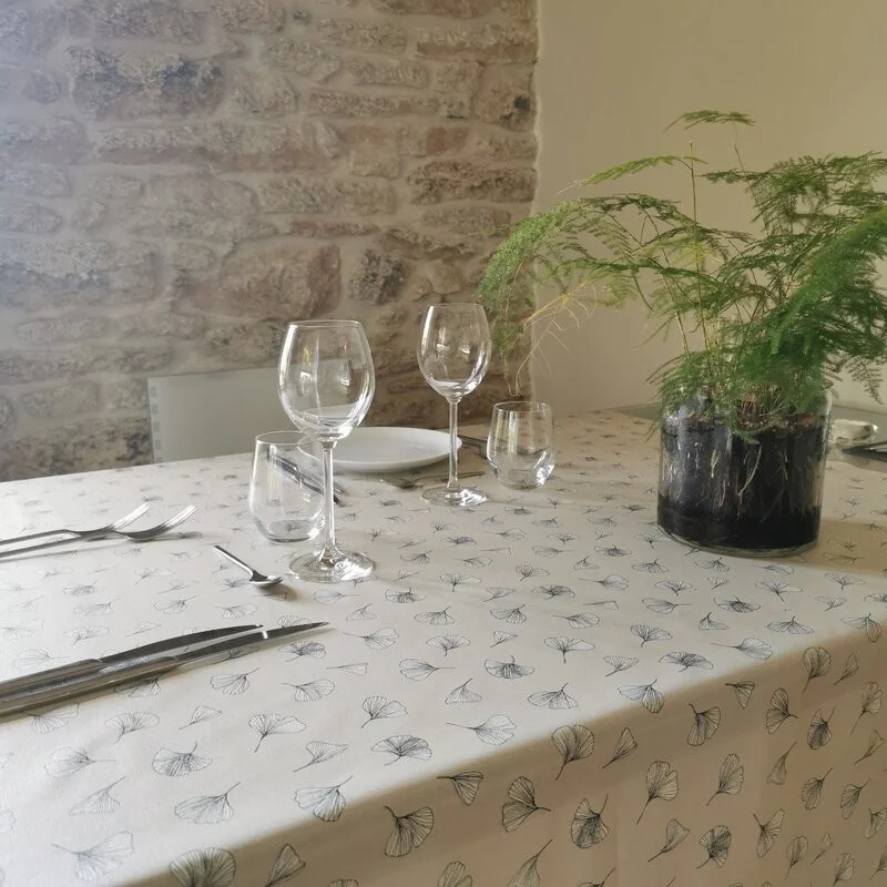 Nappe coton Ginkgo Sable