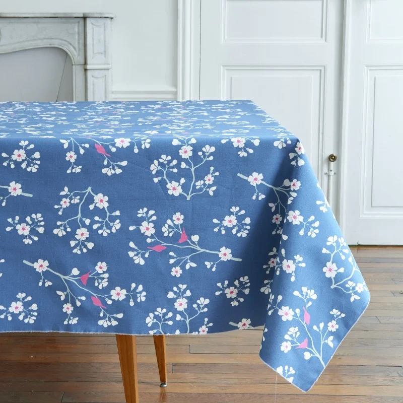Nappe coton Cerisier Pétrole
