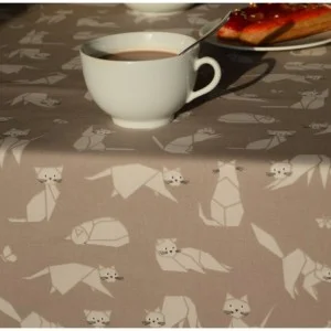 Nappe coton Chats taupe