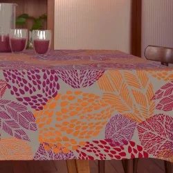 Wipe clean tablecloth Leaves orange round or oval