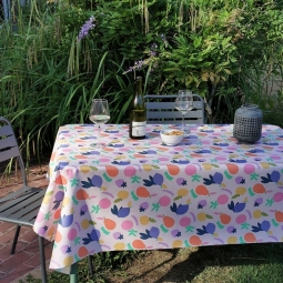 Wipe clean tablecloth Astrancia red round or oval