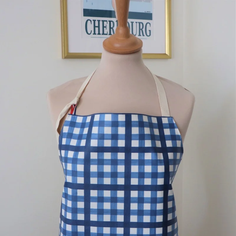Cooking Apron Gingham blue Stain-resistant Waterproof Fleur de Soleil