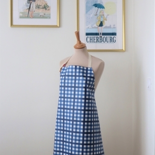 Cooking Apron Gingham blue Stain-resistant Waterproof Fleur de Soleil