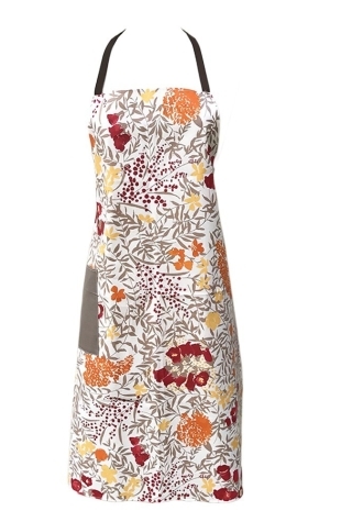 Tablier coton enduit Mimosa rouge avec poche taupe