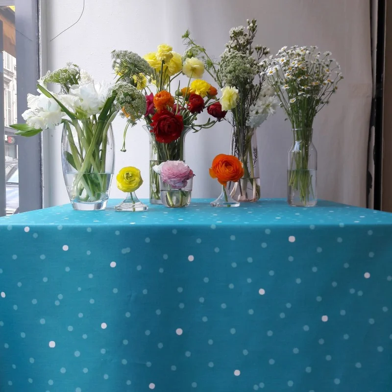 Tissu en coton Confettis turquoise