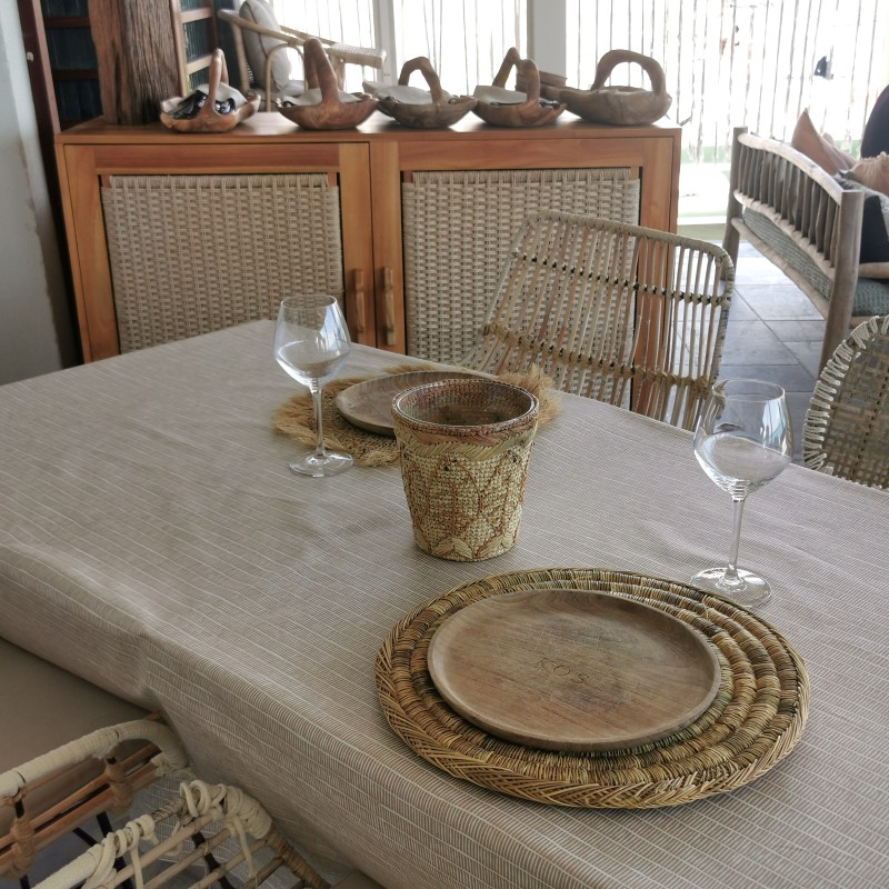 Tovaglia Zen Bambù tortora in cotone rivestito