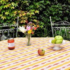 Tovaglia senape a righe Ikat