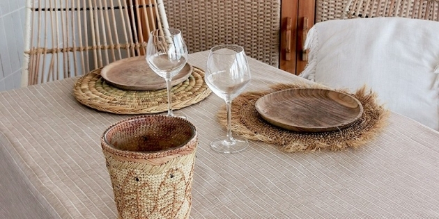 nappe enduite rectangle bambou taupe