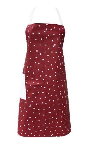 Tablier coton enduit Confettis rouge avec poche blanche