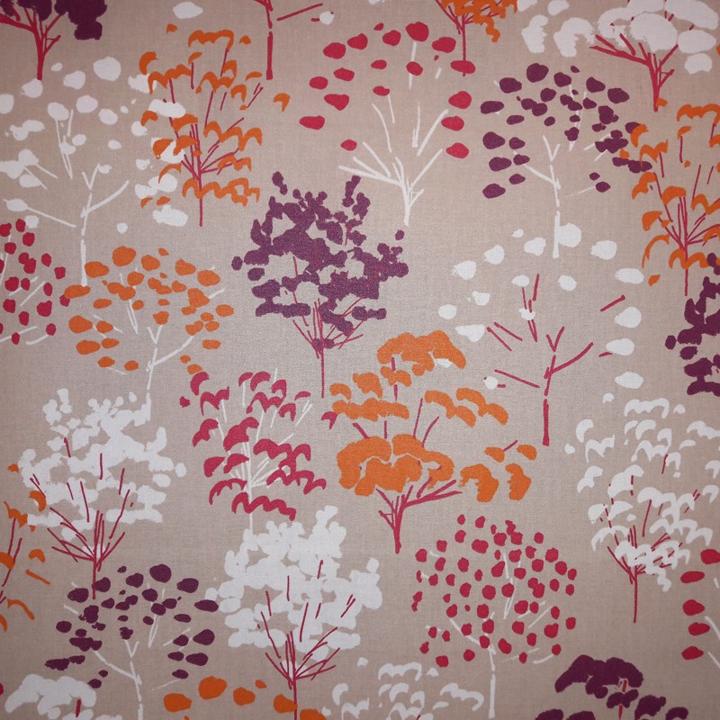 4 Serviettes de table Arbres orange/fuschia